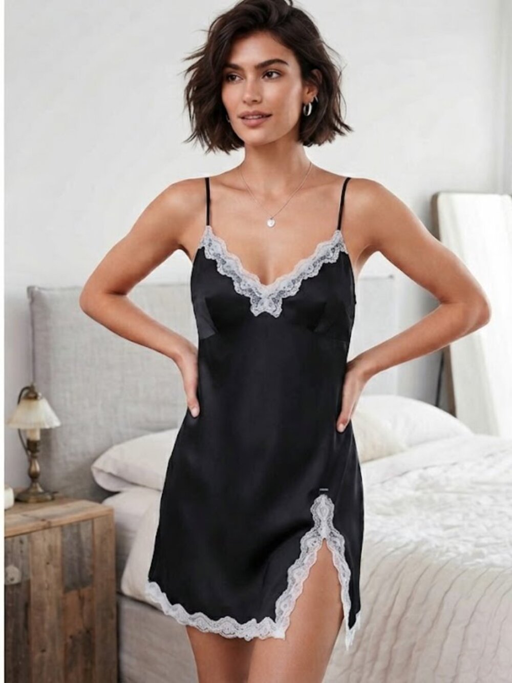 Victoria Secret VERY SEXY Chantilly Lace Babydoll Slip Small vintage y2k